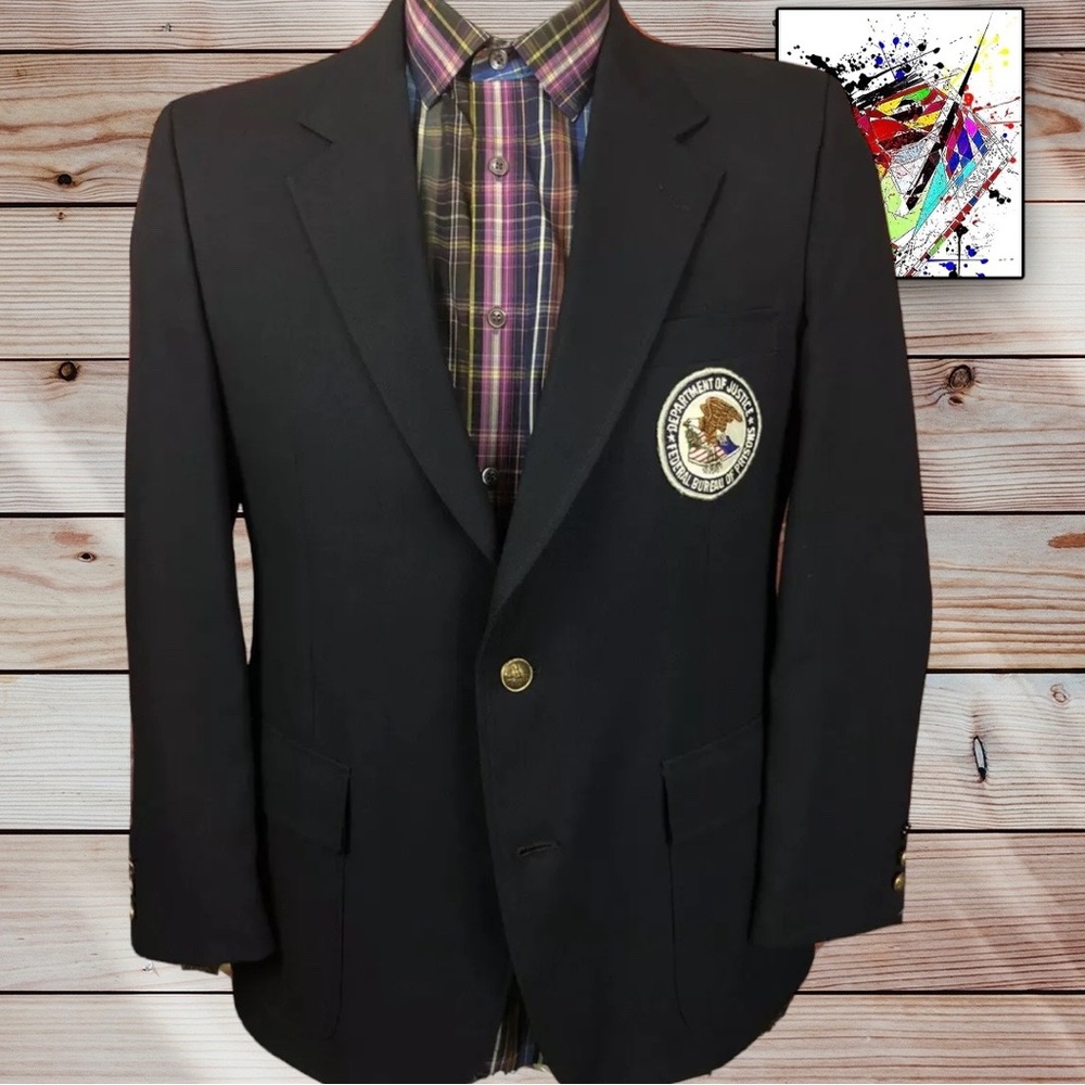 Men's Black Blazer with Emblem